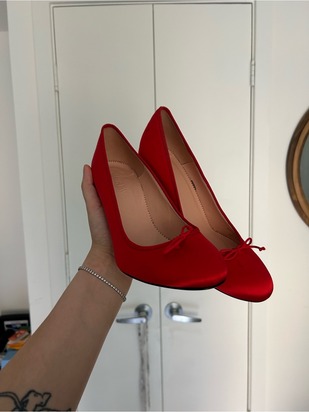 J. Crew Red Ballet Stiletto Pumps with Bow - Picture 6 of 8